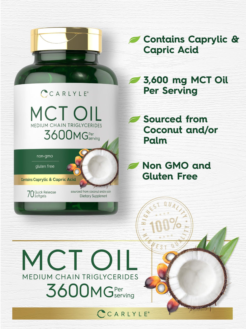 Carlyle MCT Oil Capsules side profile packaging