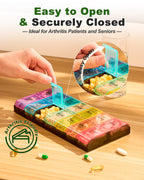 Top perspective of the Colorwing jumbo medicine holder showing clear am pm text labels and weekday icons.