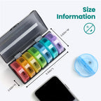 Sukuos imported seven day morning and evening pill organizer being packed into a travel bag for healthcare management