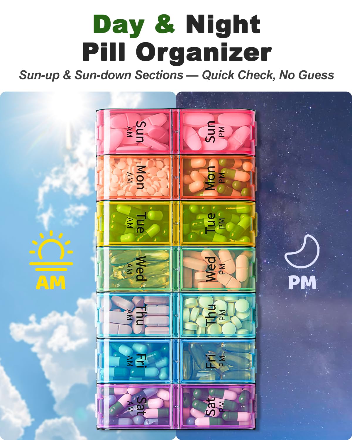 Back view of the premium food grade material casing on the Colorwing fourteen slot vitamin planner.