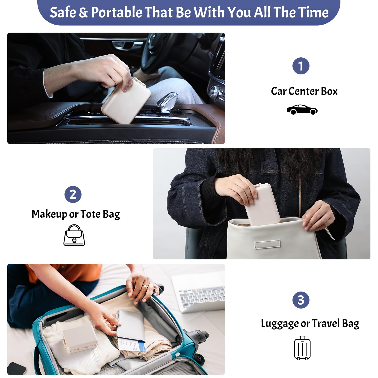 LANDNEOO food-grade BPA-free plastic medicine organizer highlighting the bold and easy-to-read daily markings.