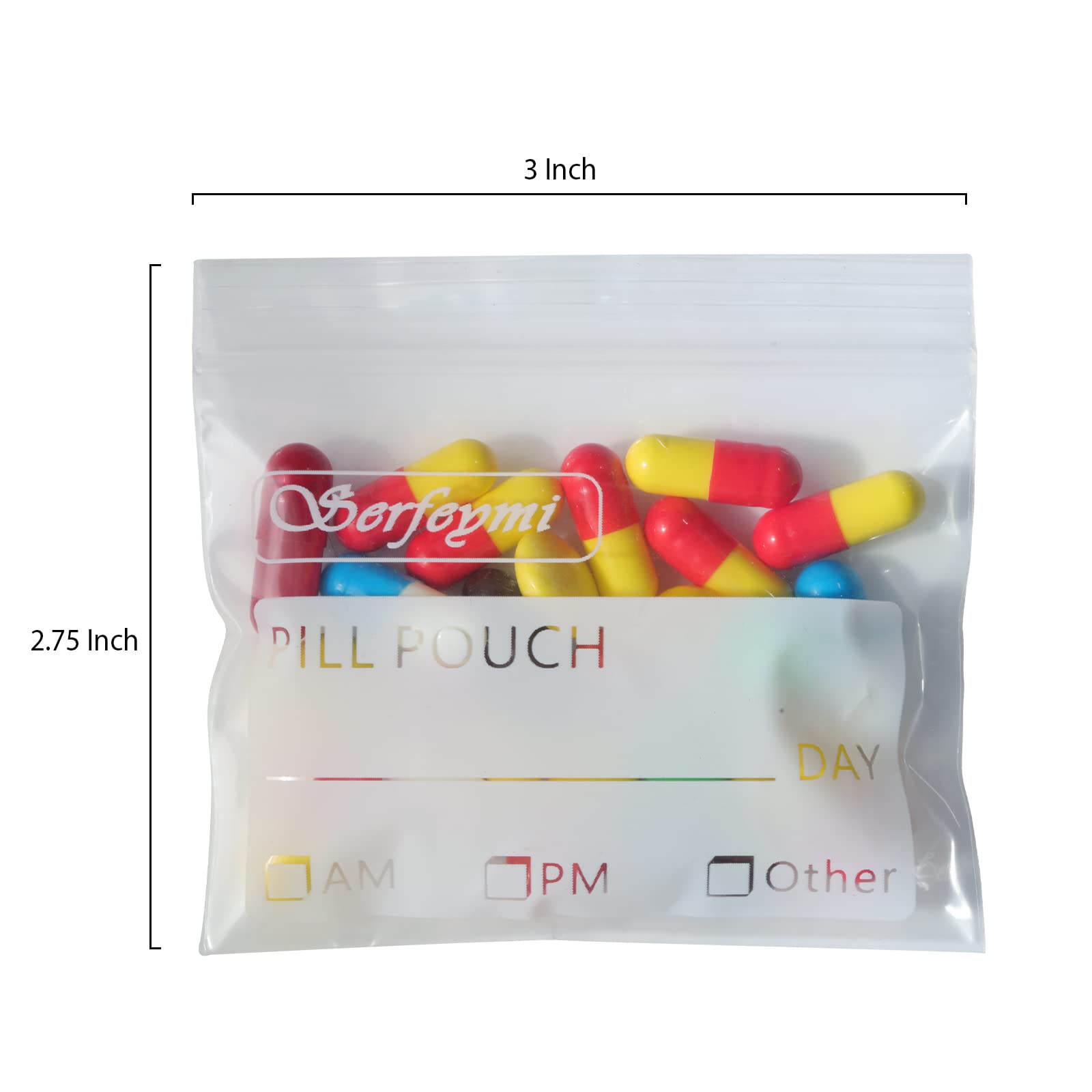 Serfeymi reusable pill pouches for medicine filled with vitamins