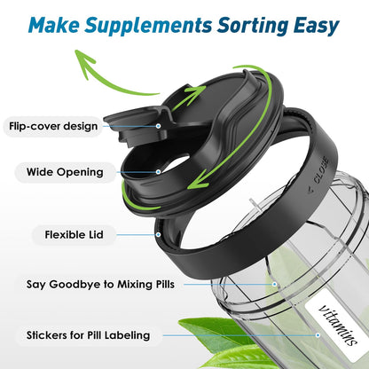 Navikia supplement storage bottle demonstrating the anti-mixing seal between chambers and the top lid.