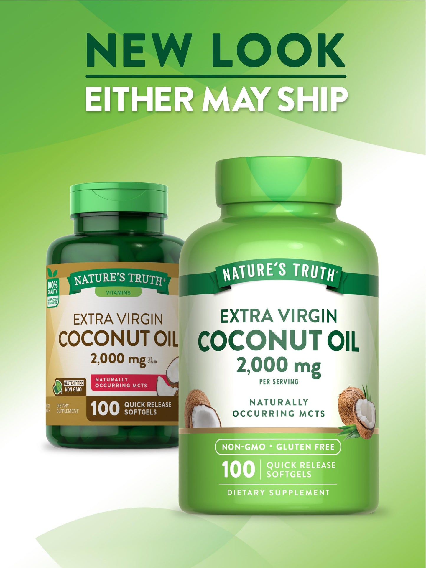 Nature's Truth non-GMO gluten-free coconut oil softgels clear capsule preview