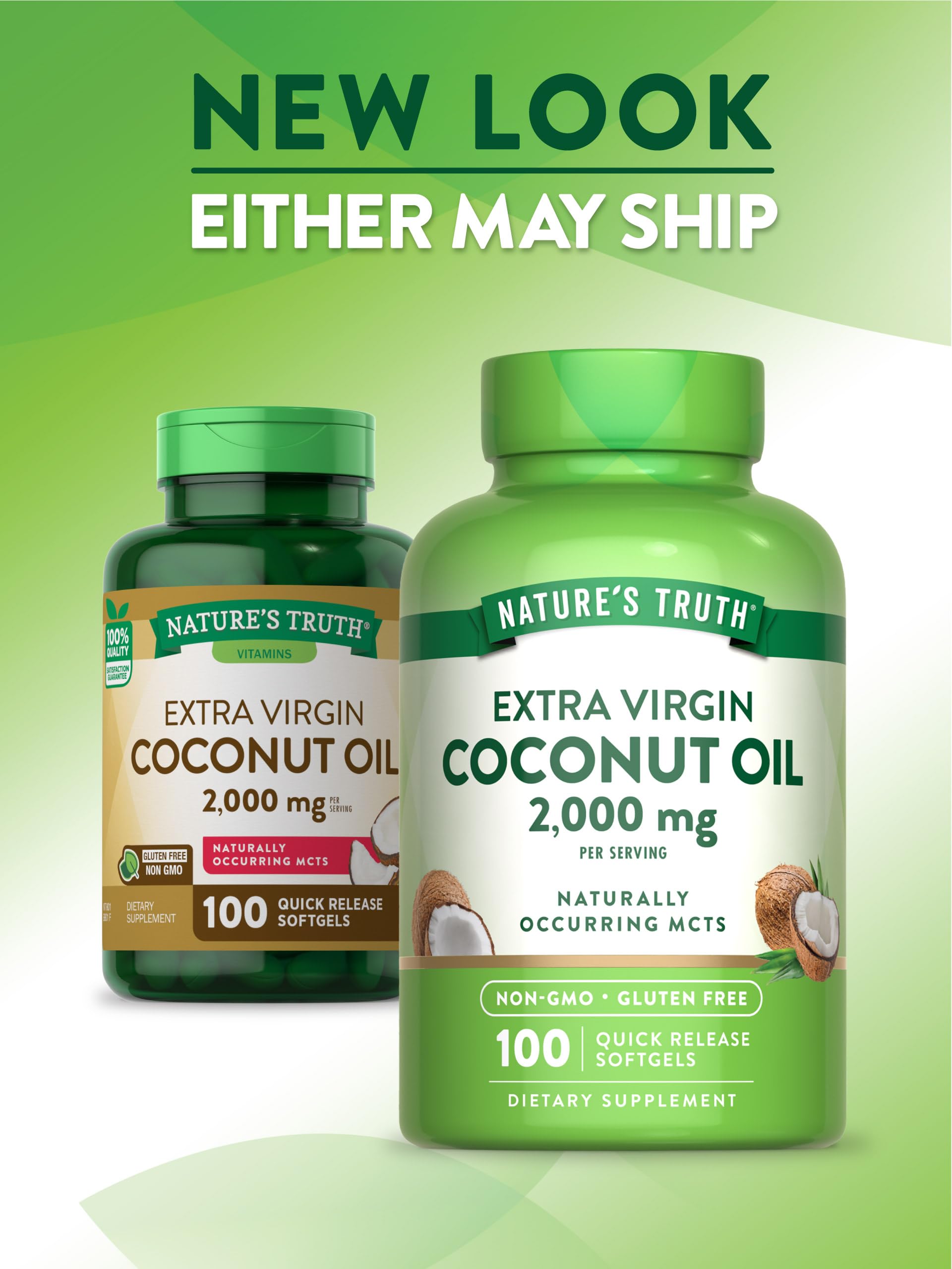 Nature's Truth non-GMO gluten-free coconut oil softgels clear capsule preview