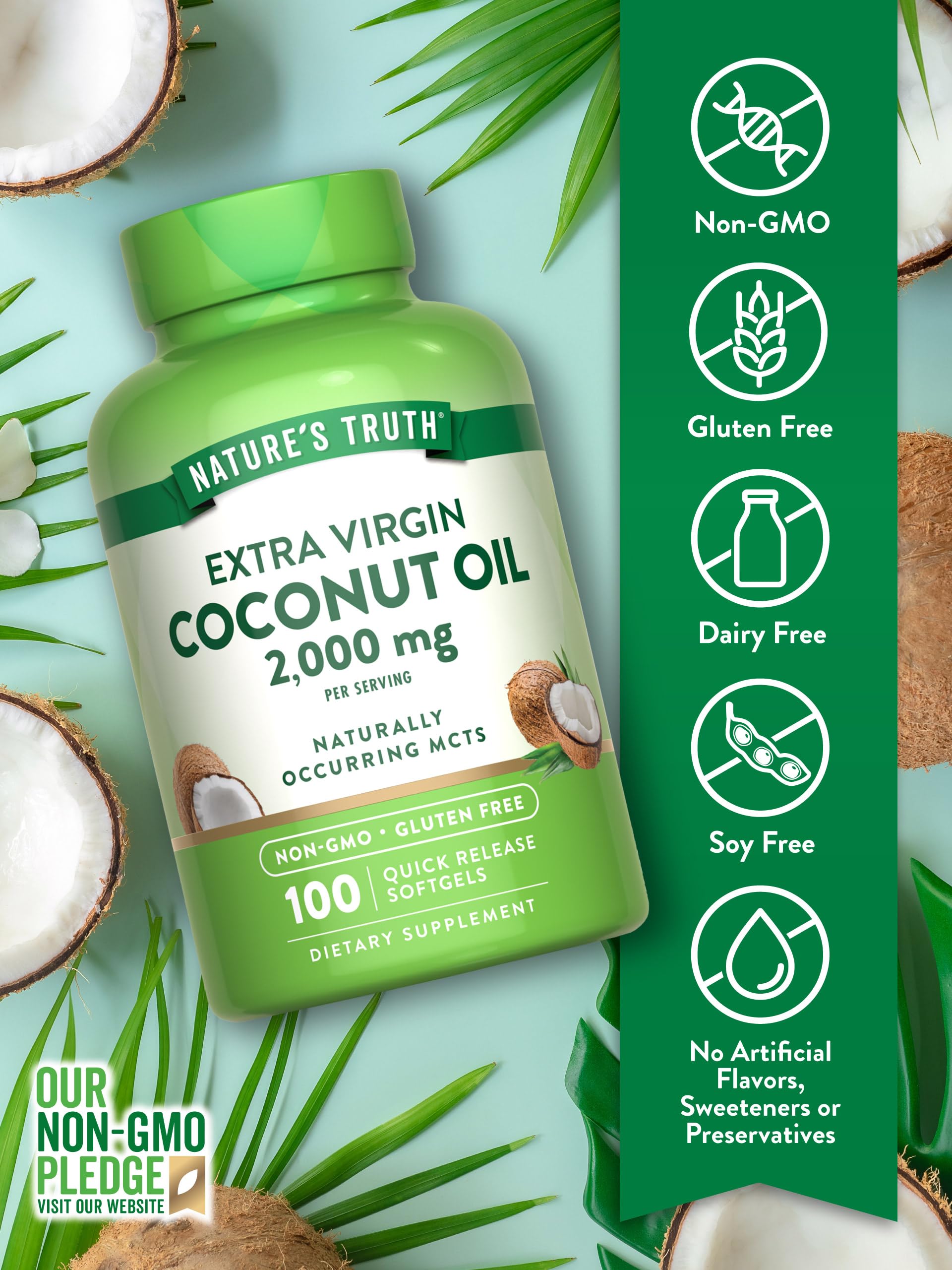 Nature's Truth medium chain triglycerides wellness supplement nutritional facts label