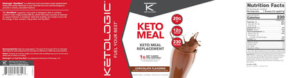 KetoLogic keto shake container with MCT oil and protein benefits