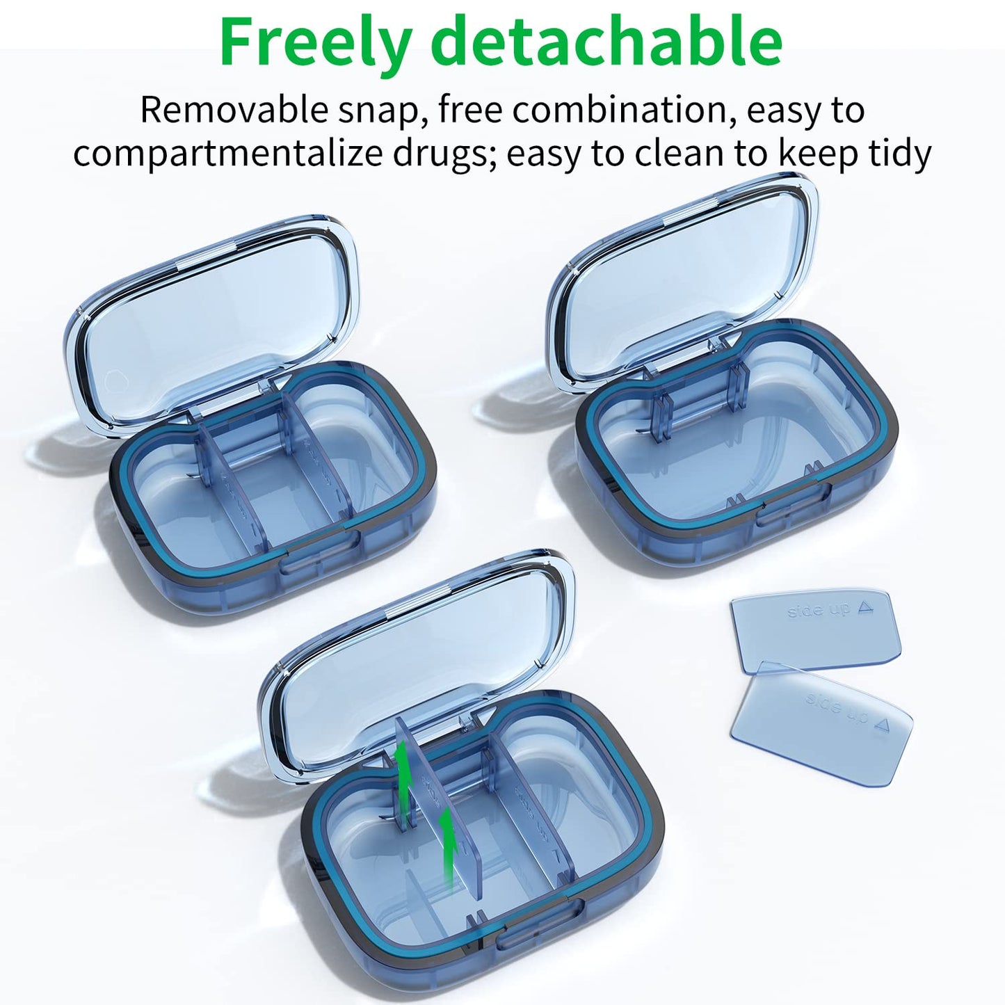 TecQach daily vitamin storage box highlighting the thickened moisture proof silicone ring seal.