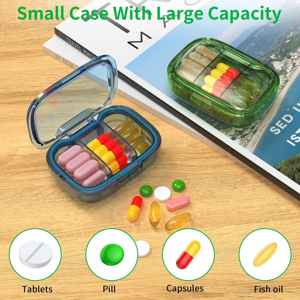 TecQach moisture proof supplement case being held to demonstrate compact pocket size portability.