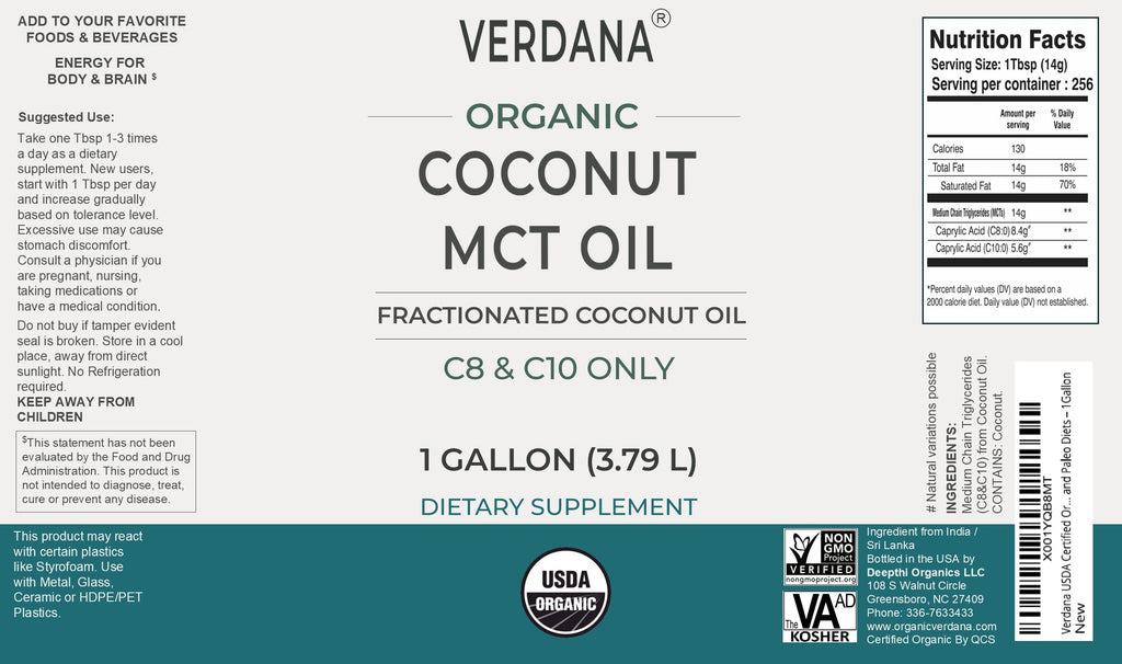 Verdana MCT oil displayed with coffee and keto ingredients