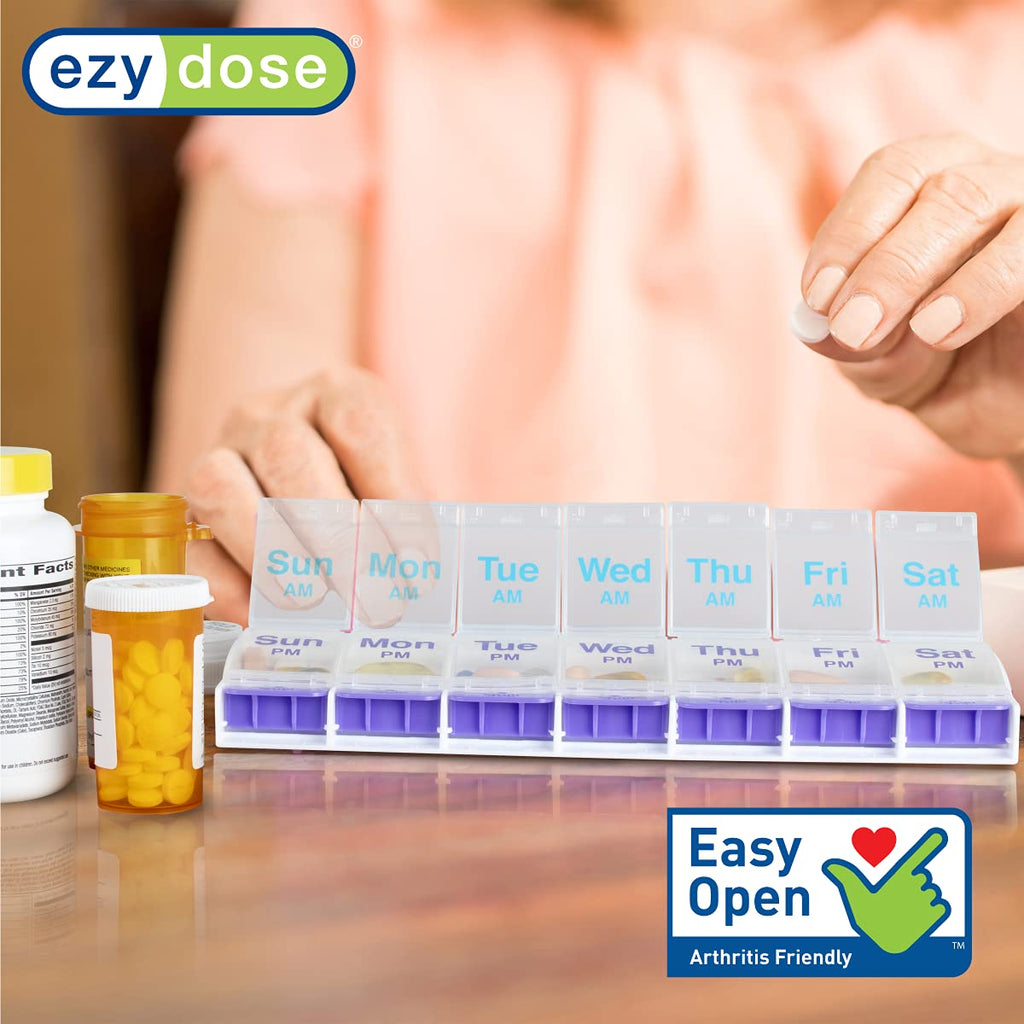Ezy Dose Weekly Seven Day Pill Case showing the rounded compartment bottoms for easy medicine retrieval.