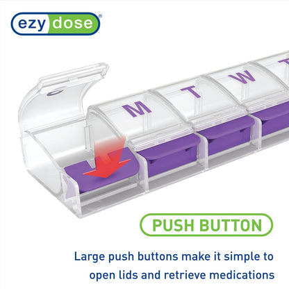 Close up view of the Bisphenol A free premium material construction on the Ezy Dose Pill Case.