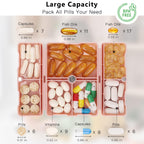 FYY compact pill box showing semi-translucent lids for daily supplement visibility.