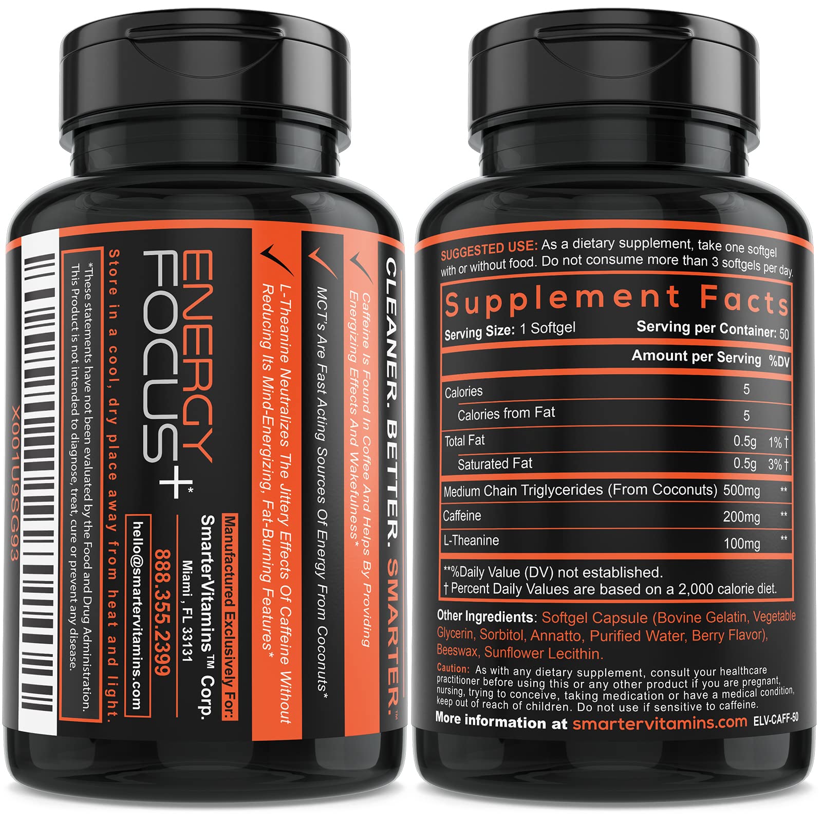 SmarterVitamins smart caffeine pills with green tea derived amino acids for clean energy