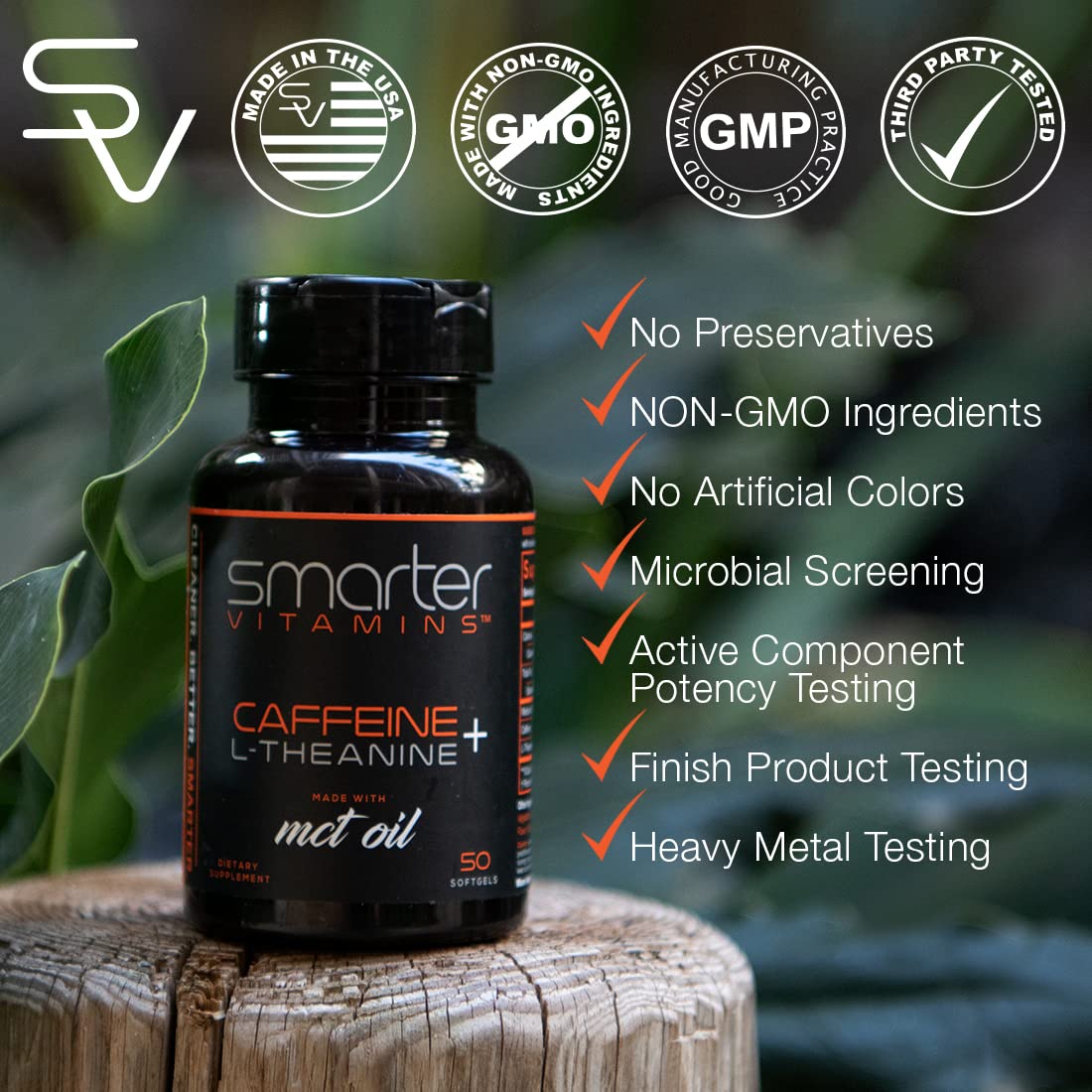 SmarterVitamins jitter free focus formula bottle display for Indian professionals and students