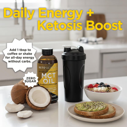 Unflavored ketogenic dietary supplement liquid bottle for clean energy support