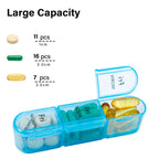 Daviky daily medicine box opened to demonstrate the removable seven day travel strips.
