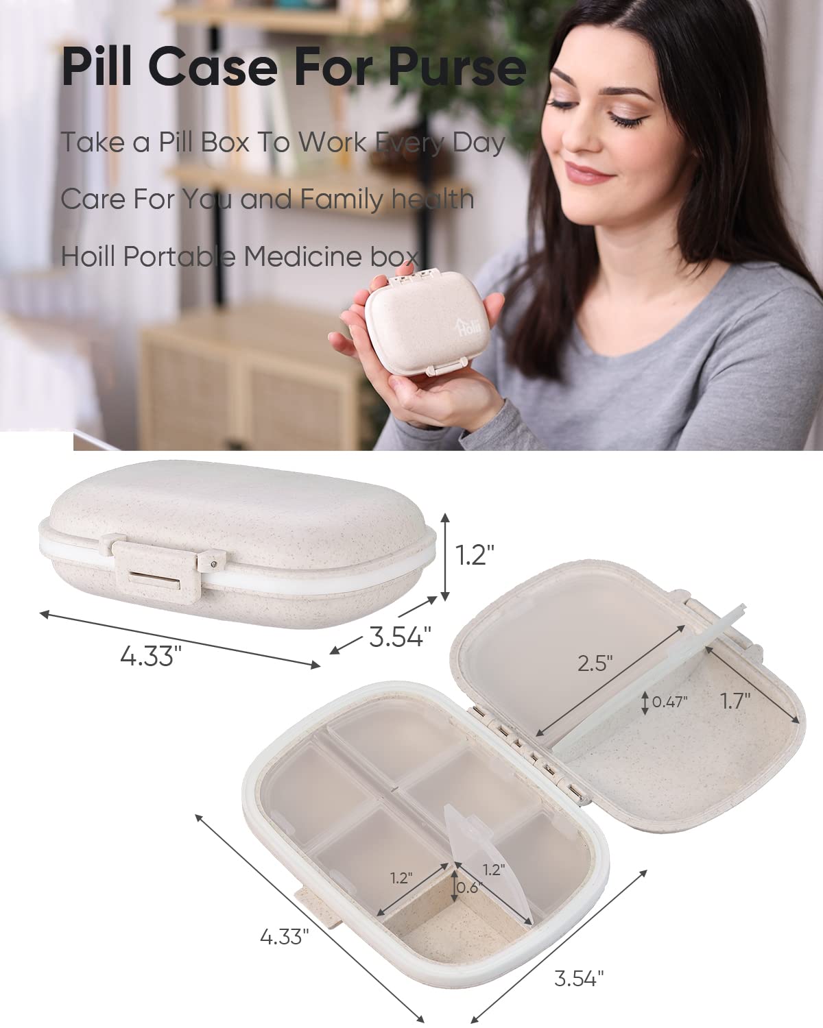 Holii moisture proof daily vitamin container with medicine grade rubber seal