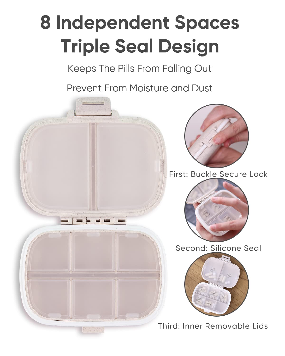 Holii grain shell fiber eco friendly pill planner material close up