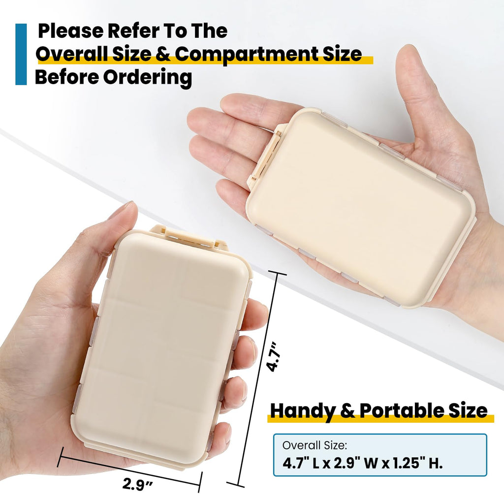 LANDNEOO travel medication holder highlighting the customizable pre-printed medicine name labels.