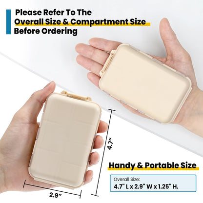 LANDNEOO travel medication holder highlighting the customizable pre-printed medicine name labels.