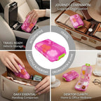 Compact seven day medicine box held in hand demonstrating pocket size portability
