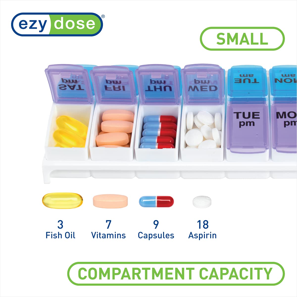 Ezy Dose 7 Day Medicine Box with pop out weekly pill containers detached