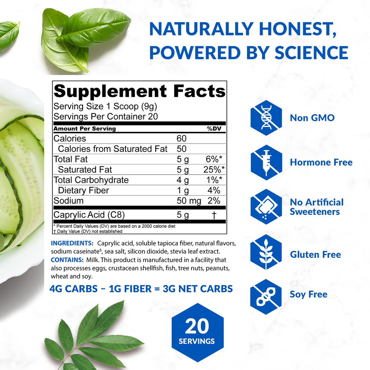 BioTrust Keto Elevate container beside a measuring spoon