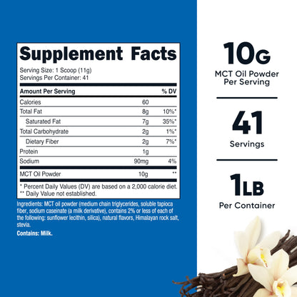 Close up of Nutricost MCT powder label details
