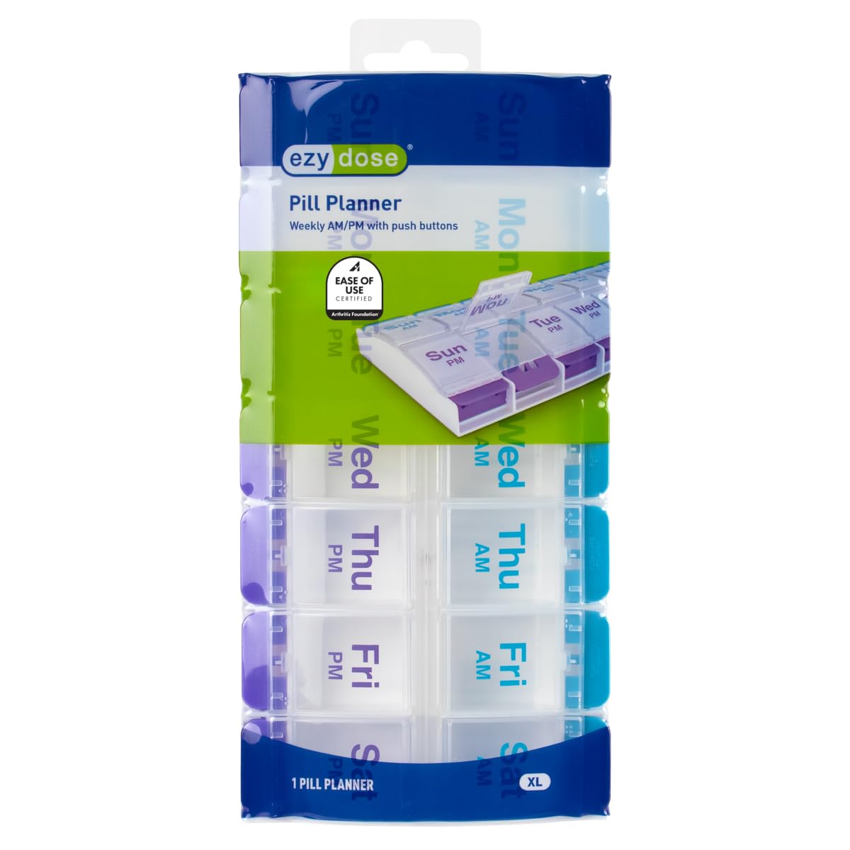 EZY DOSE Arthritis Friendly Pill Case side profile highlighting the durable BPA-free construction.