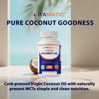 Vitamatic non-GMO gluten-free coconut oil softgels cap view