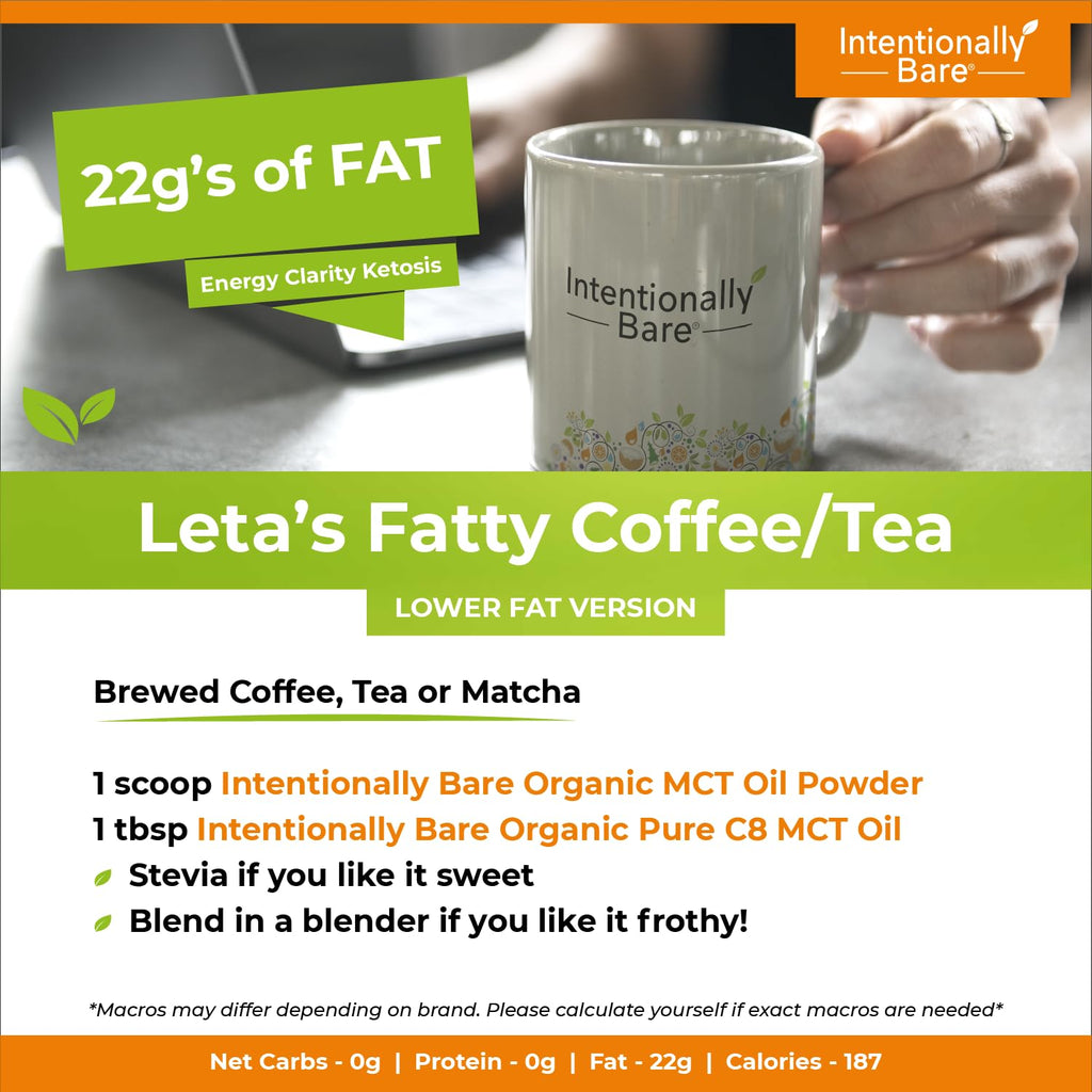 Intentionally Bare organic MCT oil powder lifestyle shot with coconut ingredients