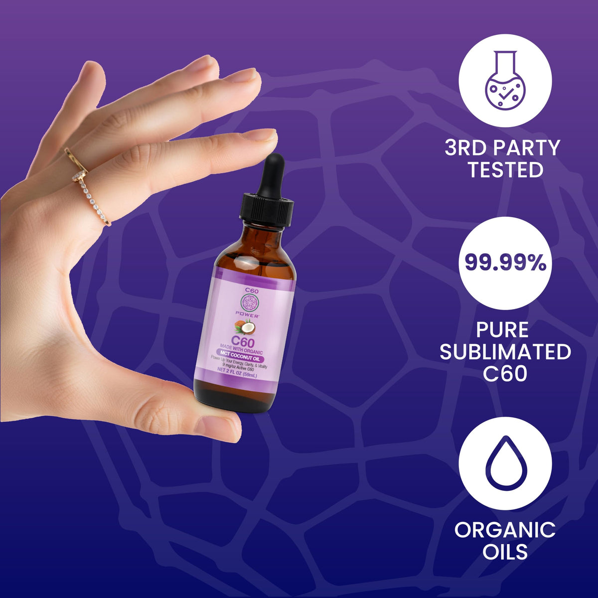 C60 Purple Power antioxidant supplement label details and ingredients