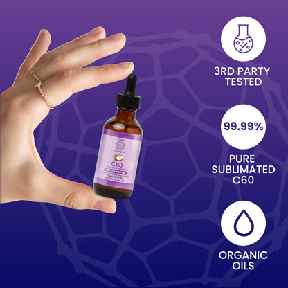 C60 Purple Power Carbon 60 MCT oil nutritional facts label