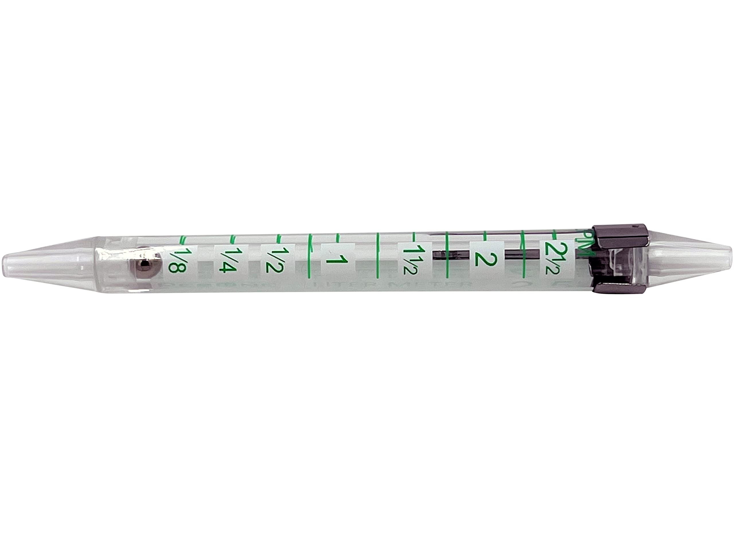 ResOne pediatric flow meter tool held upright measuring oxygen output from a concentrator supply line.