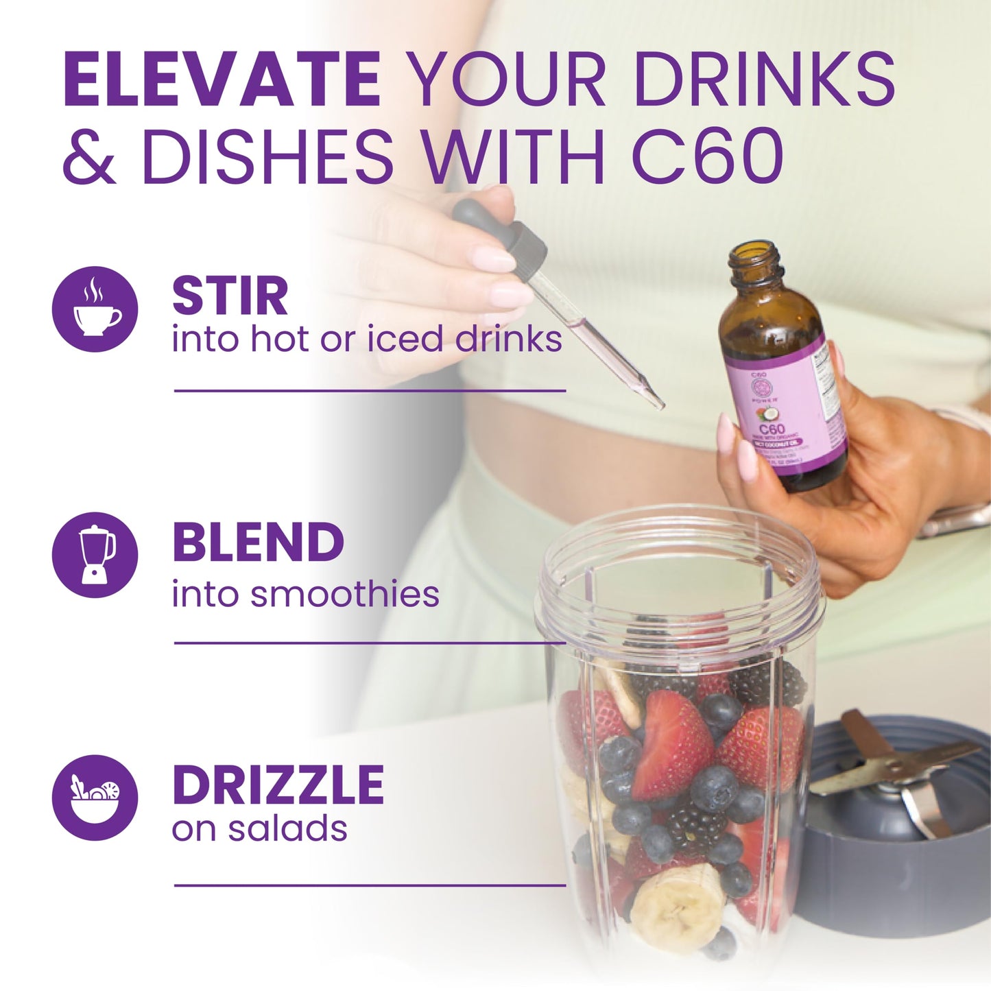 C60 Purple Power organic MCT coconut oil packaging
