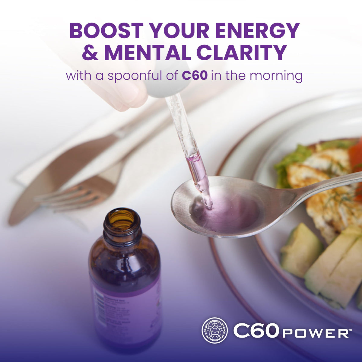 C60 Power organic MCT coconut oil 2 fluid ounces full view