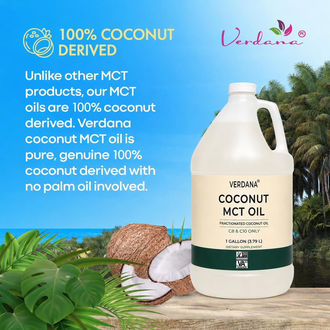 Close up of Verdana fractionated coconut oil label