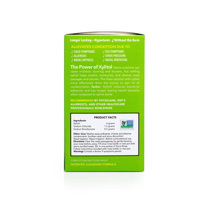 Xlear nasal saline packets showing 50 count quantity