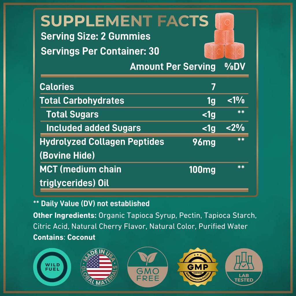 Wild Fuel MCT oil gummies supplement facts panel