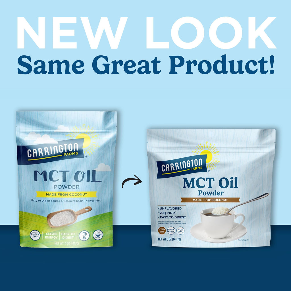 Carrington Farms Organic Mct Oil Powder mixed in morning coffee cup