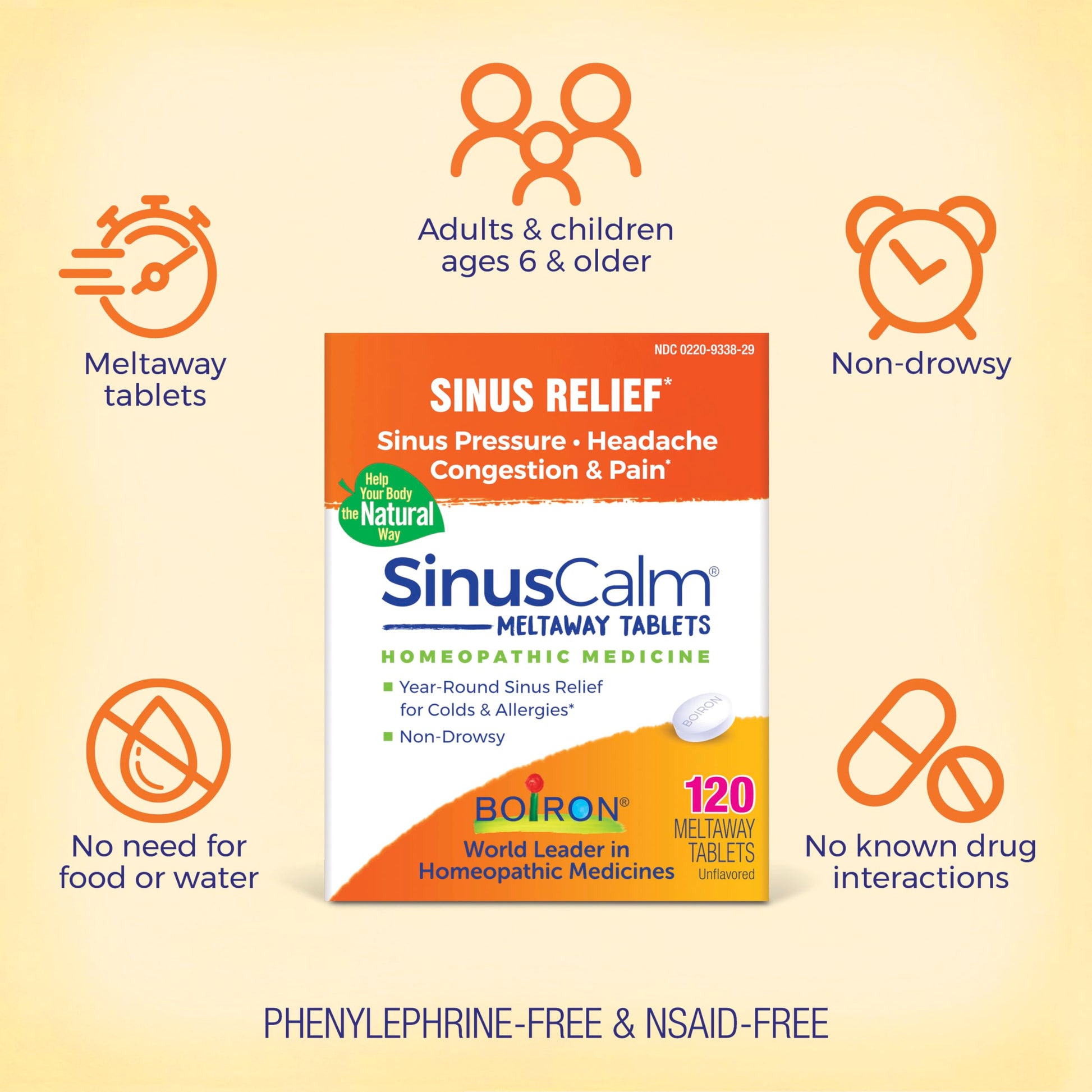 Boiron homeopathic sinus relief medicine side view