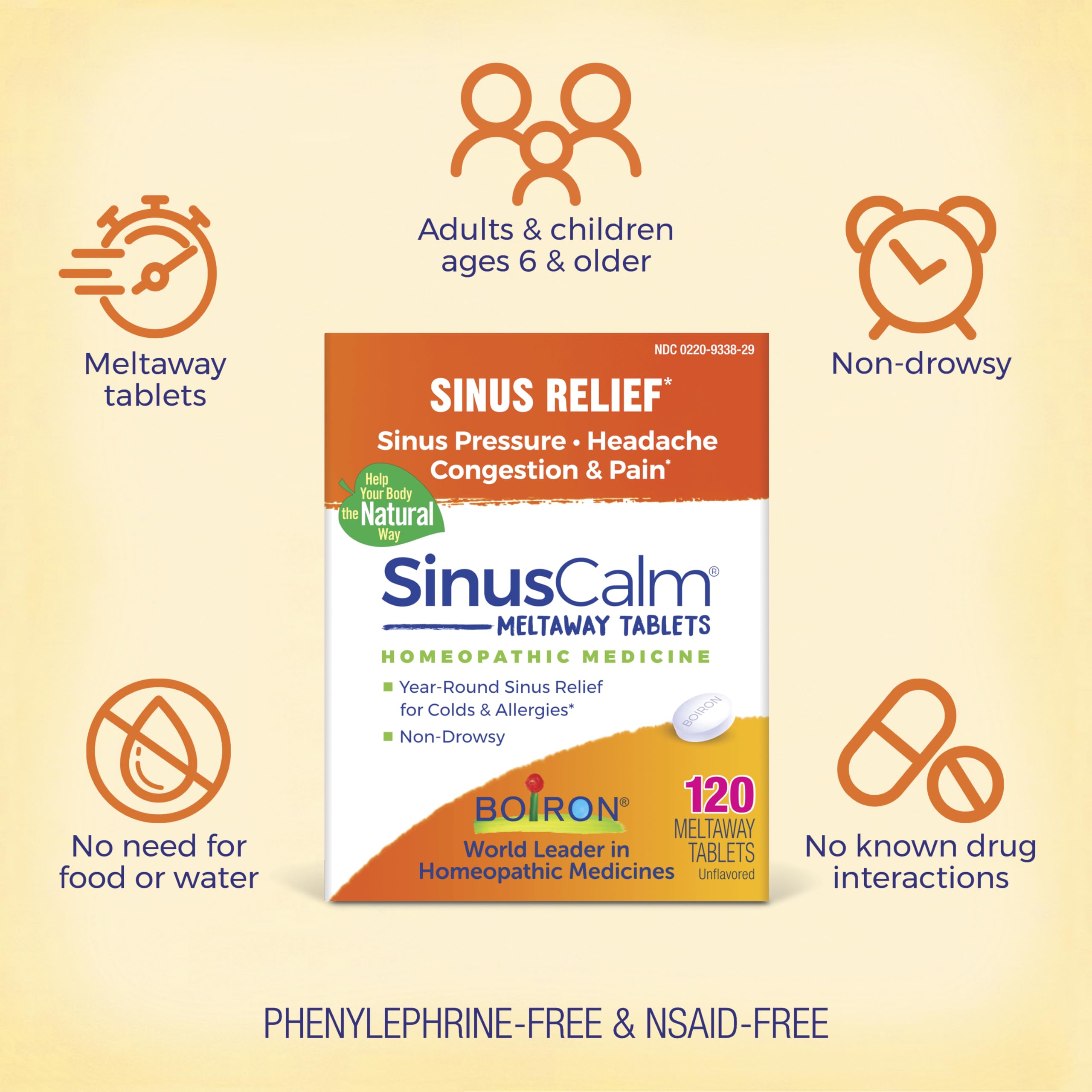 Boiron homeopathic sinus relief medicine side view