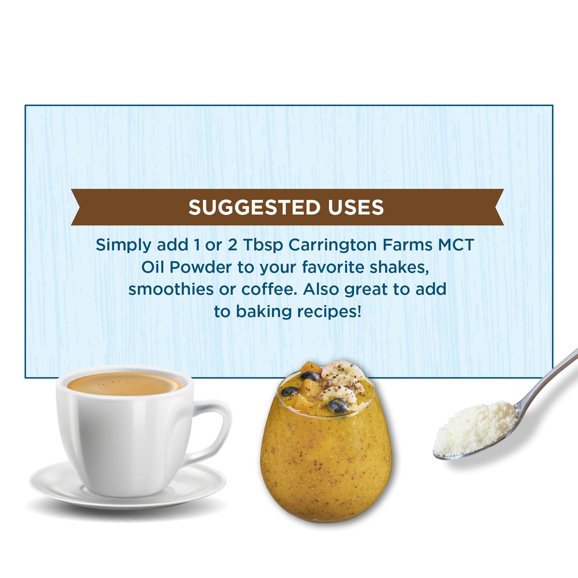 Nutritional information on Carrington Farms MCT powder pouch