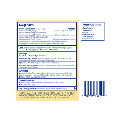 Open packaging of Boiron SinusCalm homeopathic medicine