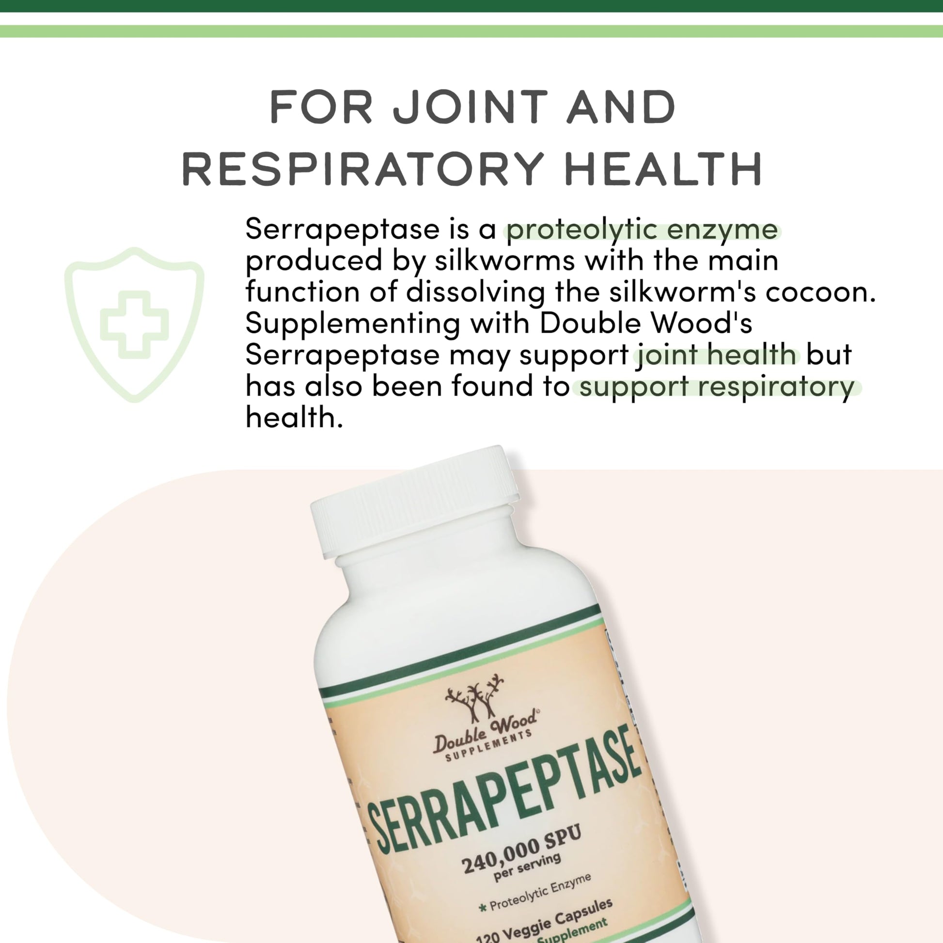 Serrapeptase 240,000 SPU vegetarian safe supplement bottle