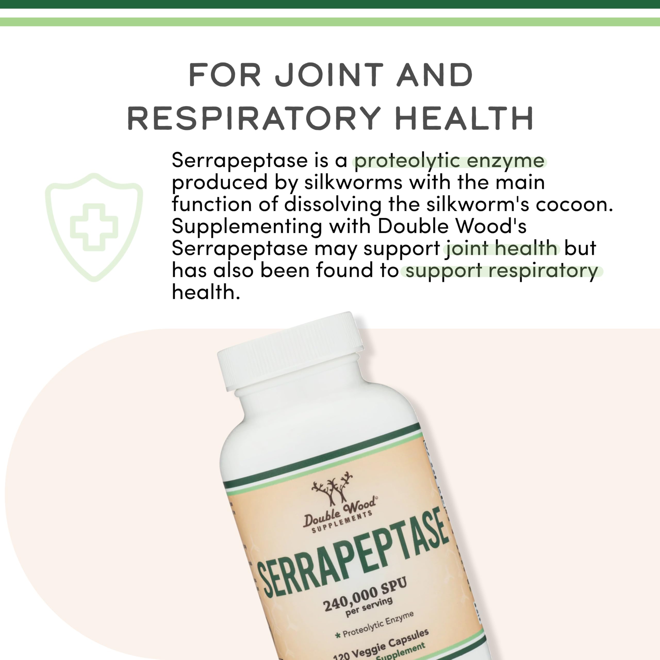 Serrapeptase 240,000 SPU vegetarian safe supplement bottle