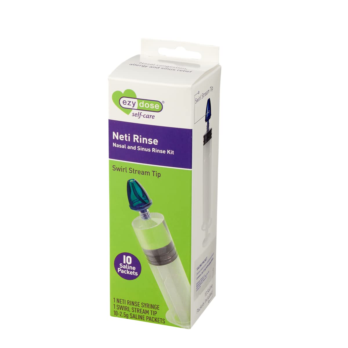 Ezy Dose sinus irrigation kit including saline packets and syringe