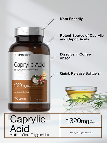 Horbäach MCT Oil Caprylic Acid Supplement Dietary Information Panel