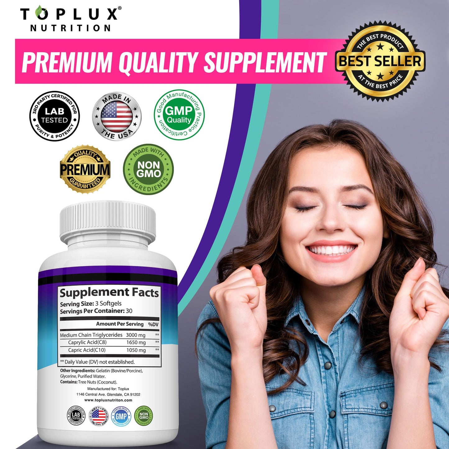 Authentic USA imported Toplux MCT capsules set